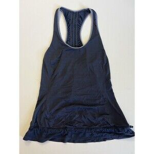 Lululemon I Just Wanna Run Racerback Drawstring Cinch Ruffle Tank Gray Size 8